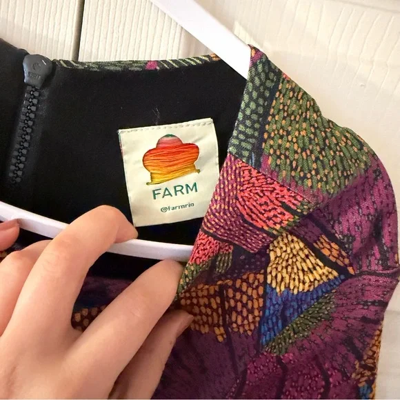 Farm Rio Dotted Macaws midi jersey dress size large floral bohemian sheath - Picture 5 of 11